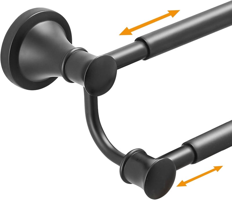 Hoimpro Adjustable Retractable 15-27 Inches Stainless Steel Bathroom Towel Bar, Bathroom Accessories Bath Hotel Double Towel Bar Rod Hanger Wall Mounted Towel Holder Towel Rack, Matte Black - Image 1